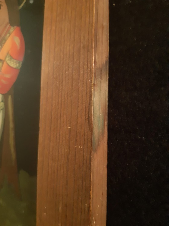 Image 1 of Malerei auf Glas, signiert. Räuber, die den traditionellen Schwerttanz um ihre Beute aufführen. Władysław Walczak-Baniecki.