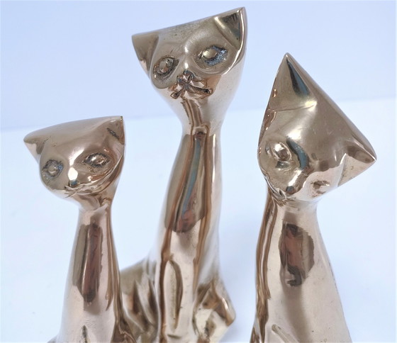 Image 1 of Drei Katzen Messing 80er Jahre