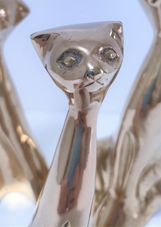 Image 1 of Drei Katzen Messing 80er Jahre