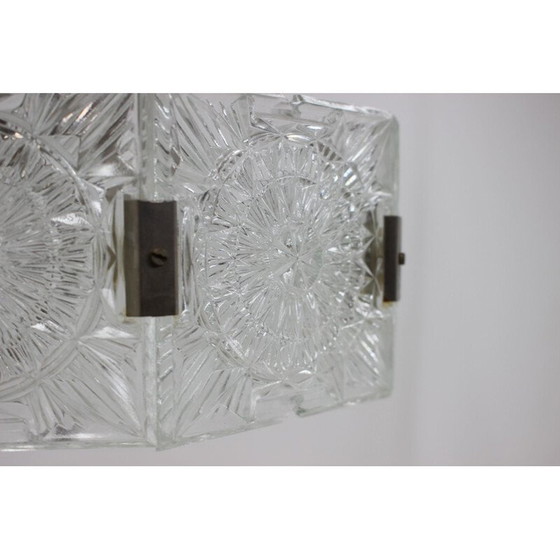 Image 1 of Hängeleuchte aus Metall und Glas von Kamenicky Senov, Tschechoslowakei 1960