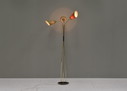 Italienische Stehlampe mit drei Lampenschirmen aus Messing, Italien - um 1950