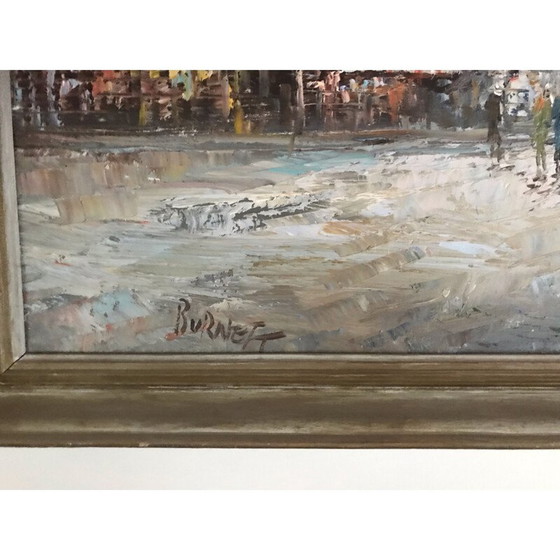 Image 1 of Öl auf Leinwand Jahrgang "Pariser animierte Szene".