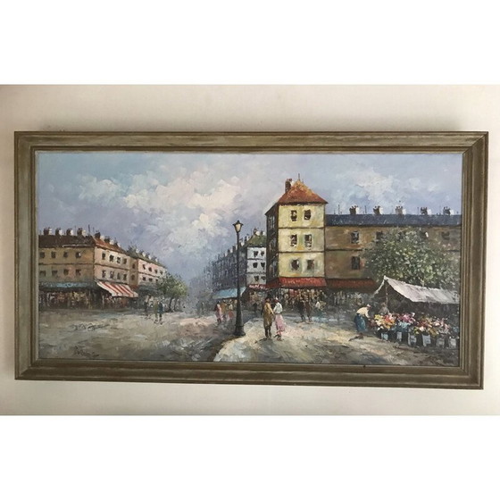 Image 1 of Öl auf Leinwand Jahrgang "Pariser animierte Szene".