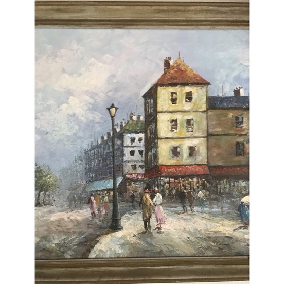 Image 1 of Öl auf Leinwand Jahrgang "Pariser animierte Szene".