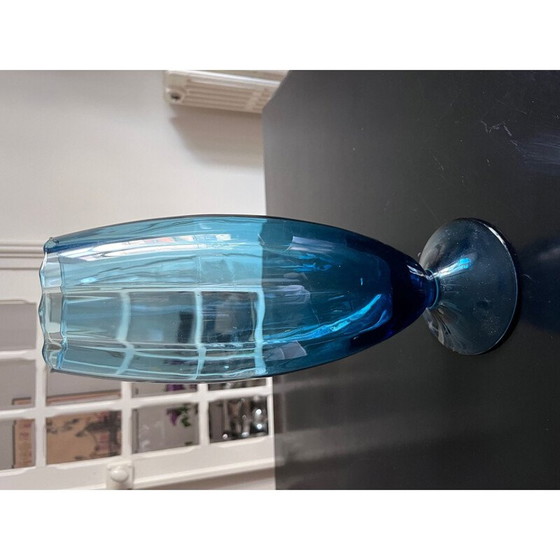 Image 1 of Italienische Vase aus blauem Glas, 1970