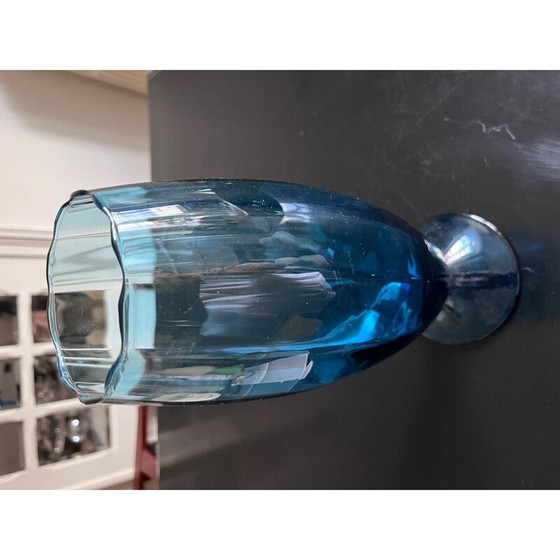 Image 1 of Italienische Vase aus blauem Glas, 1970