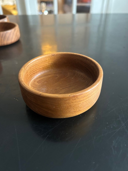 6 Schalen Aus Teakholz Vintage