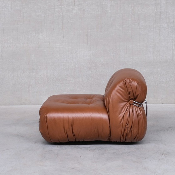 Image 1 of Paar Soriana-Ledersessel von Scarpa für Cassina, Italien 1970er Jahre