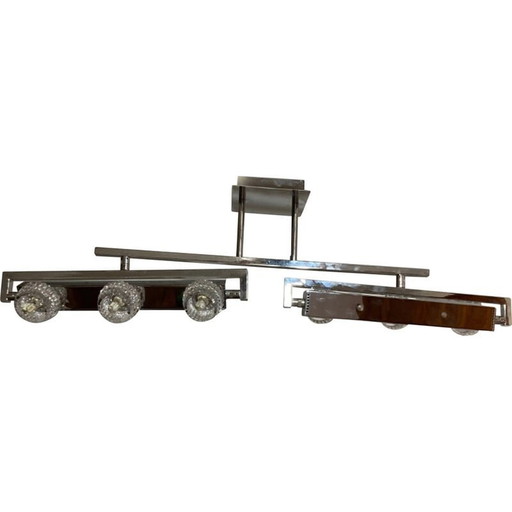 Vintage-Pendelleuchte aus Kristall und verchromtem Metall, 1990er Jahre