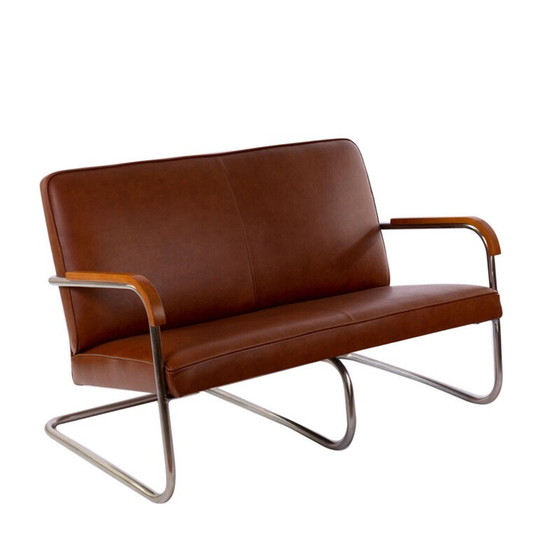 Image 1 of Vintage Bauhaus Sofa aus Leder und Buchenholz