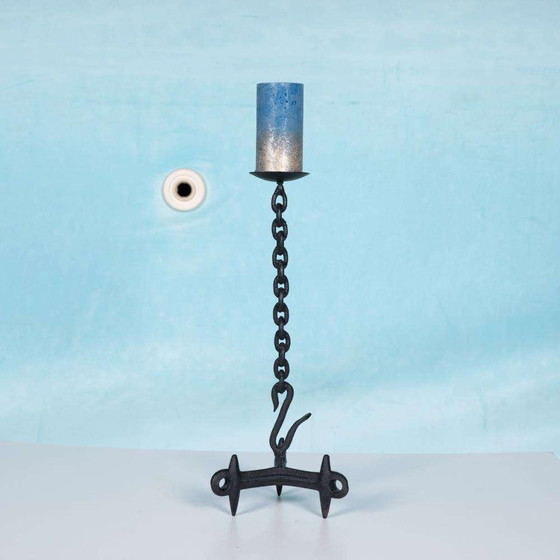 Image 1 of Brutalistischer Kerzenhalter aus Metall, minimalistischer Kerzenhalter aus Eisen