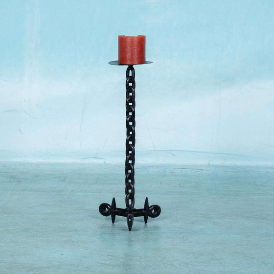 Image 1 of Brutalistischer Kerzenhalter aus Metall, minimalistischer Kerzenhalter aus Eisen