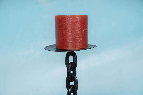 Image 1 of Brutalistischer Kerzenhalter aus Metall, minimalistischer Kerzenhalter aus Eisen