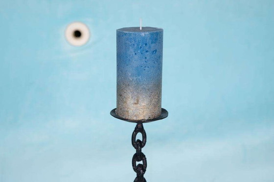 Image 1 of Brutalistischer Kerzenhalter aus Metall, minimalistischer Kerzenhalter aus Eisen