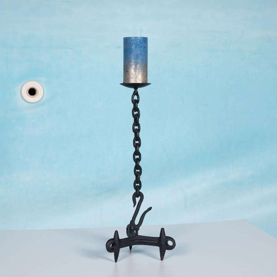 Image 1 of Brutalistischer Kerzenhalter aus Metall, minimalistischer Kerzenhalter aus Eisen