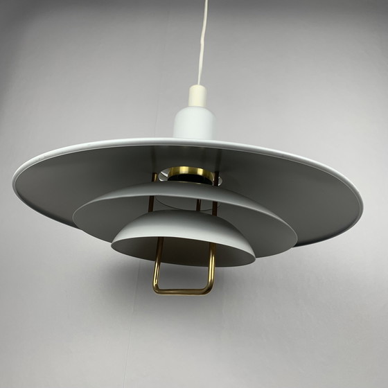Image 1 of Große dänische Ab Belid Pendelleuchte mit Henkel, weiß, 1970/80
