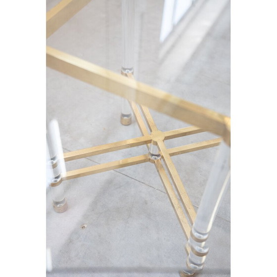 Image 1 of Sechseckiger Tisch aus Glas und Messing von Sandro Petti für Angolometallarte, Italien 1970