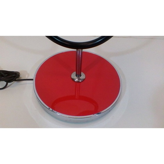 Image 1 of Alte rote Stehlampe aus Holz, Metall und Chrom von Jindřich Halabala, 1930