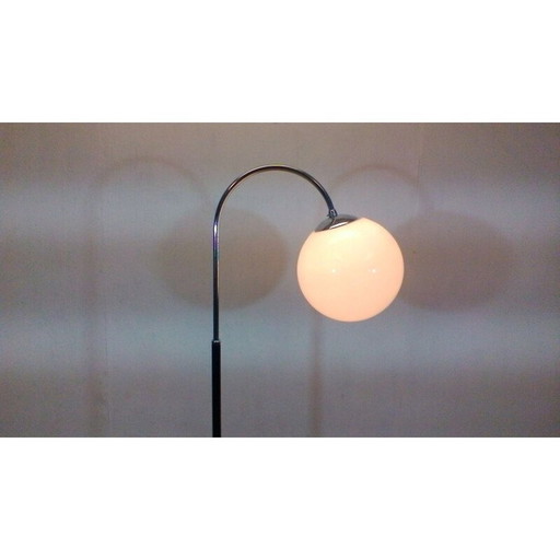 Alte rote Stehlampe aus Holz, Metall und Chrom von Jindřich Halabala, 1930