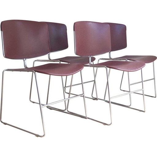 Satz von 4 Vintage-Freischwinger-Stühlen von Max Stacker für Steelcase, 1970