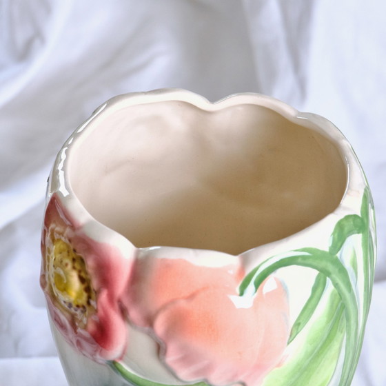 Image 1 of Große Vase Ancien St Clément En Barbotine "Anémones" (Anemonen)