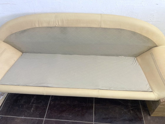 Image 1 of Dreisitzer Sofa Travertin Leder Design Burkhard Vogtherr Für Hain&Thome 80Er