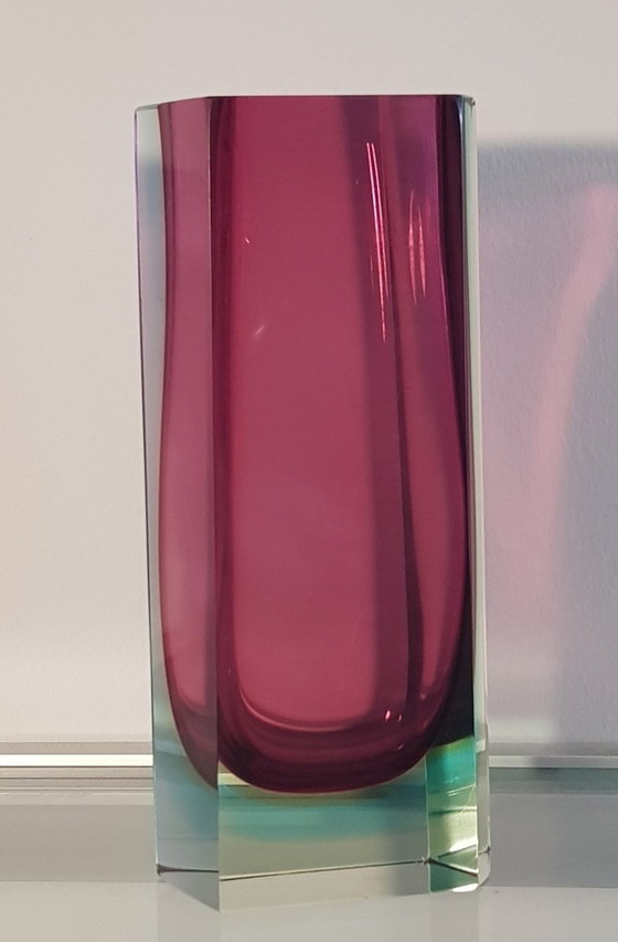 Image 1 of Sommerso Blockvase aus Muranoglas, 1960er Jahre