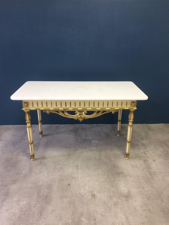 Image 1 of Alter Couchtisch Holz Und Marmor