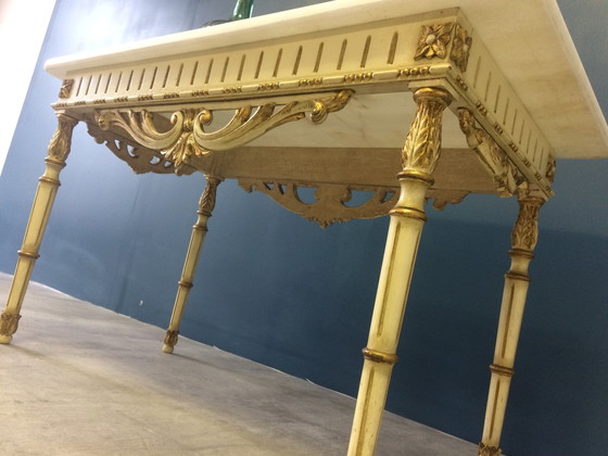 Image 1 of Alter Couchtisch Holz Und Marmor