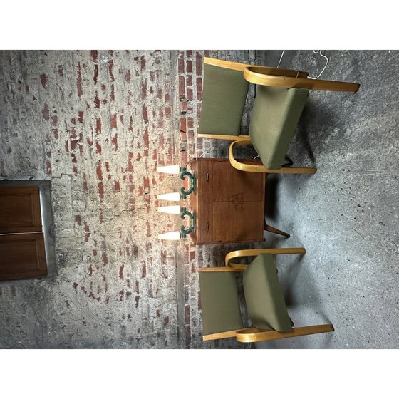 Image 1 of Paar Vintage-Sessel "Bow wood" aus geschwungener Esche und Stoff von Hugues Steiner, 1950er Jahre