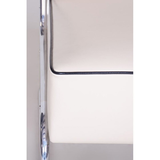 Image 1 of Weißer Ledersessel von Mucke Melder, Tschechoslowakei 1930er Jahre