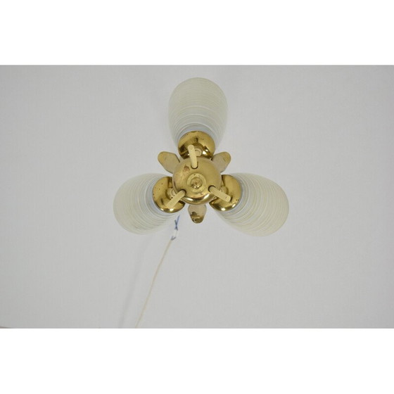 Image 1 of Vintage-Kronleuchter aus Glas und Messing, Tschechoslowakei 1960