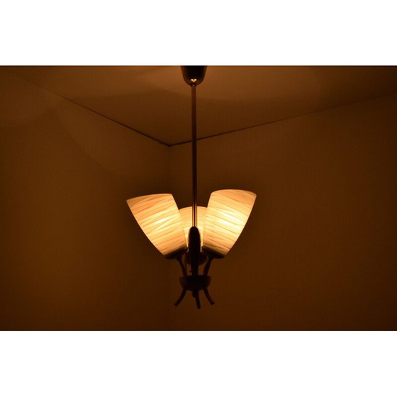 Image 1 of Vintage-Kronleuchter aus Glas und Messing, Tschechoslowakei 1960