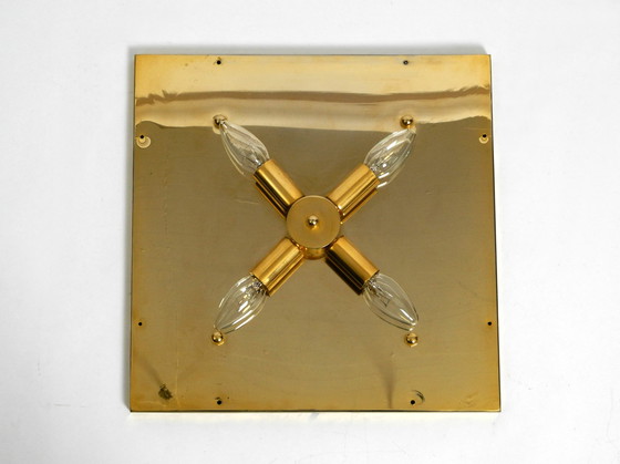 Image 1 of Quadratischer Wandspiegel aus Messing der 1960er Jahre mit Hintergrundbeleuchtung, Rahmen mit Glasperlen von Palwa