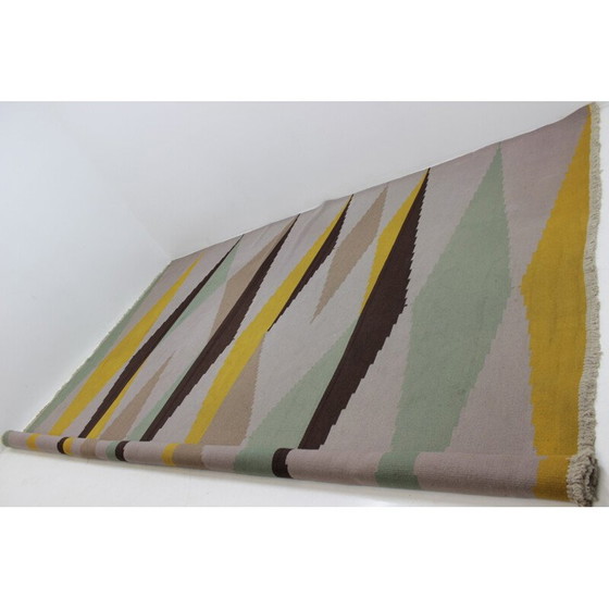 Image 1 of Geometrischer modernistischer Kelimteppich von A. Kybal, 1960
