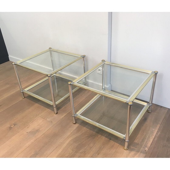 Image 1 of Paar Sofagarnituren aus Chrom und Silber, 1970