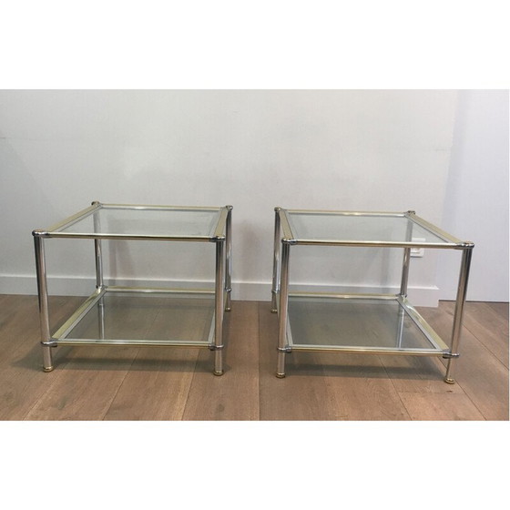 Image 1 of Paar Sofagarnituren aus Chrom und Silber, 1970