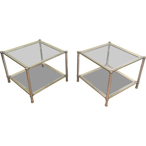 Paar Sofagarnituren aus Chrom und Silber, 1970