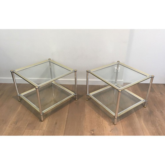 Image 1 of Paar Sofagarnituren aus Chrom und Silber, 1970