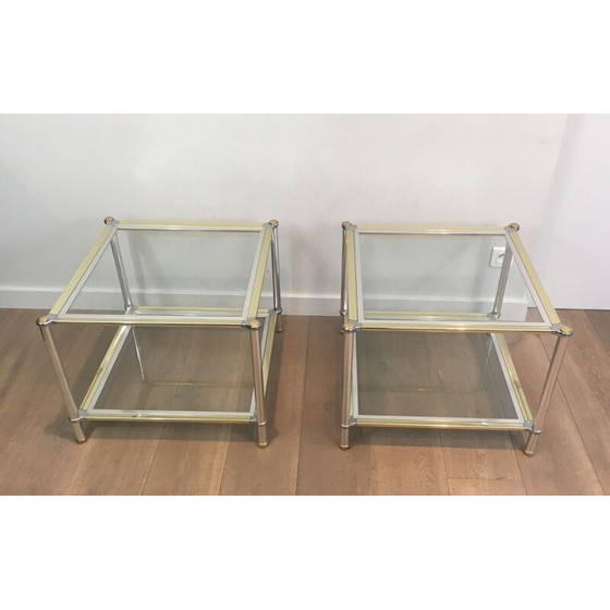 Image 1 of Paar Sofagarnituren aus Chrom und Silber, 1970