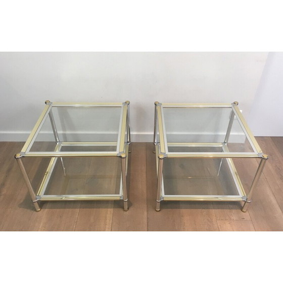 Image 1 of Paar Sofagarnituren aus Chrom und Silber, 1970