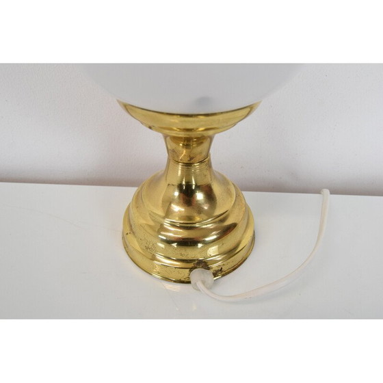 Image 1 of Vintage Tischlampe aus Milchglas und Messing, Tschechoslowakei 1970er Jahre