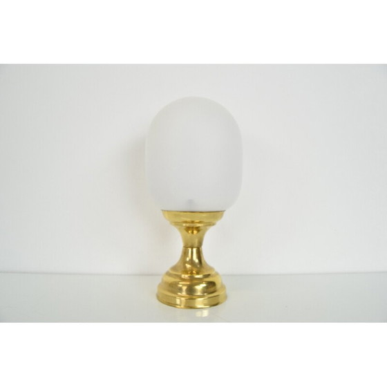 Image 1 of Vintage Tischlampe aus Milchglas und Messing, Tschechoslowakei 1970er Jahre