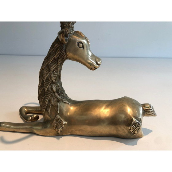 Image 1 of Vintage Skulptur "Liegender Hirsch" aus Messing, Frankreich 1970