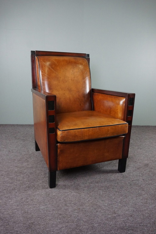 Art-déco-Sessel aus Schafsleder