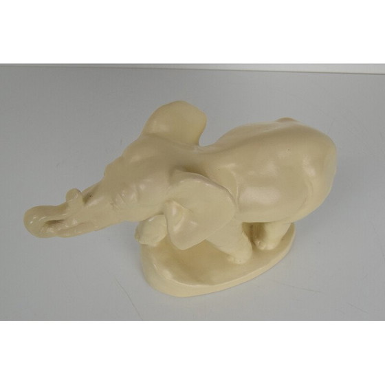 Image 1 of Art deco vintage Keramikskulptur Elefant, Tschechoslowakei 1930er Jahre