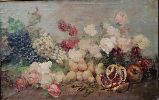 Image 1 of Natura Morta Con Frutta E Fiori