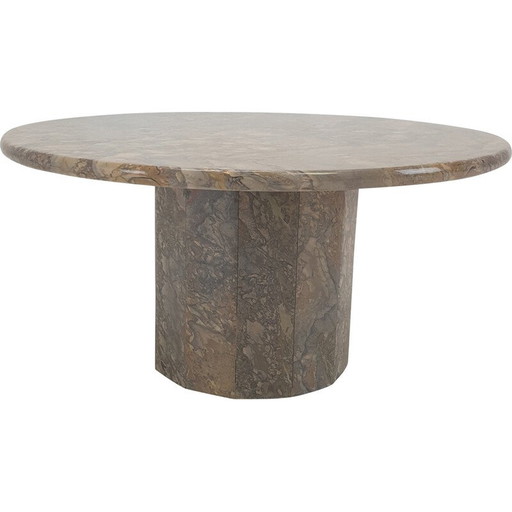 Runder italienischer Couchtisch aus Marmor, 1980er Jahre