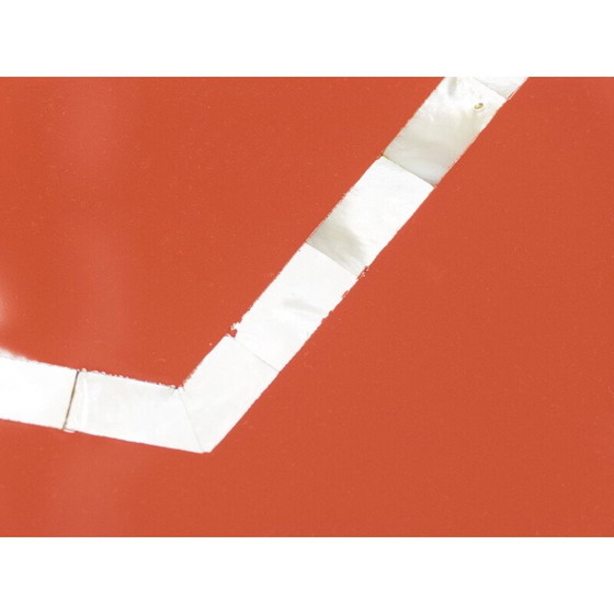 Image 1 of Rot lackierter Vintage-Tisch in Messing 1970