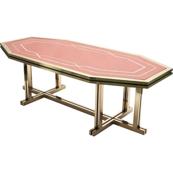 Image 1 of Rot lackierter Vintage-Tisch in Messing 1970